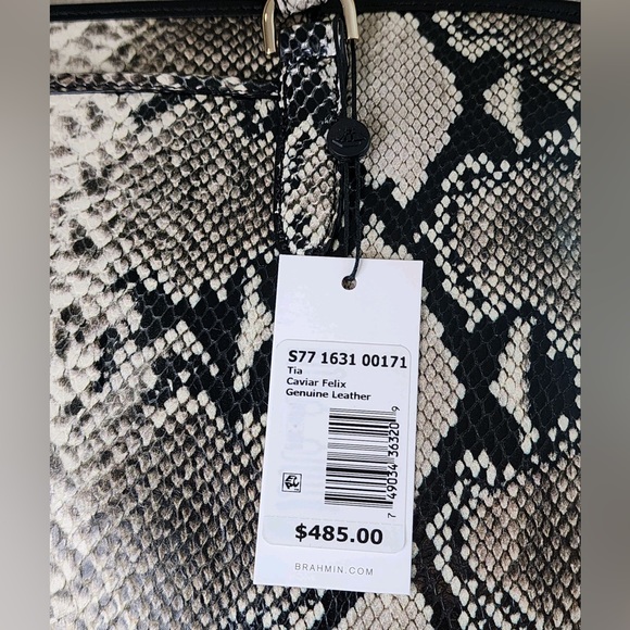 Brahmin Tia of Caviar Felix, Most Luxurious Italian Python Embossed Lthr Tote - Picture 3 of 16
